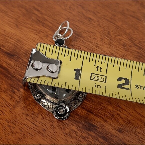 Elegant Silver and Larvikite Natural Stone Pendant - Picture 3 of 4